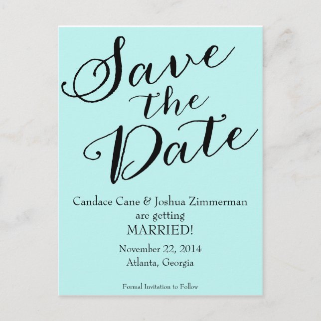 Postal De Anuncios Blue Save the Date (Anverso)