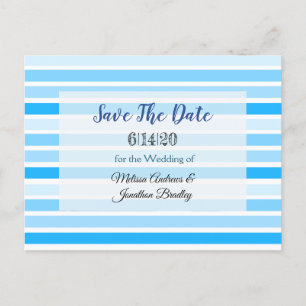 Postal De Anuncios Blue Striped Save the Date Postcard