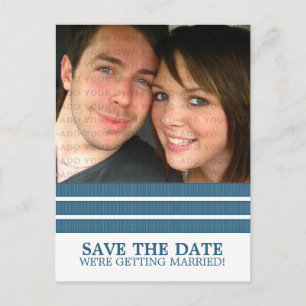 Postal De Anuncios Blue Triple Stripe Save the Date Postcard