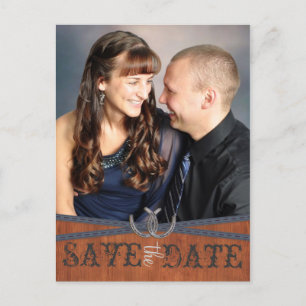Postal De Anuncios Blue Western & Dark Wood Save the Date