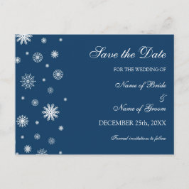 Postal De Anuncios Blue White Save the Date Winter Wedter Postcard