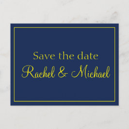 Postal De Anuncios Blue y Gold Save the Date