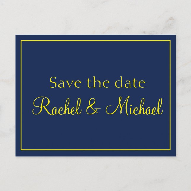 Postal De Anuncios Blue y Gold Save the Date (Anverso)