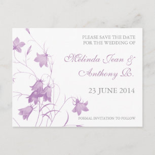 Postal De Anuncios Bluebells - Violet Save the Date Postcard