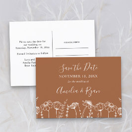 Postal De Anuncios Boceto de flor silvestre Naranja quemada Guardar l