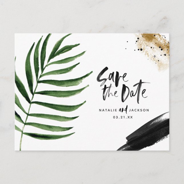 Postal De Anuncios Boda abstracto tropical moderno pintado (Anverso)