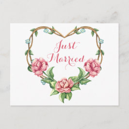 Postal De Anuncios Boda acuarela rosa floral recién casados