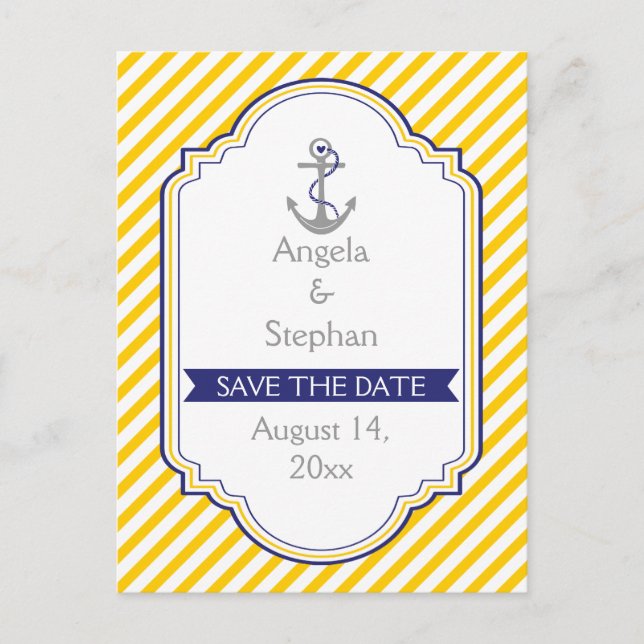 Postal De Anuncios Boda acuática amarilla blanca y amarilla Salva la  (Anverso)
