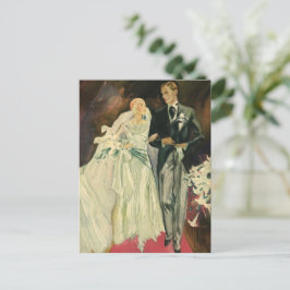 Postal De Anuncios Boda Art Déco Vintage Recién Casados Guardar la Fe