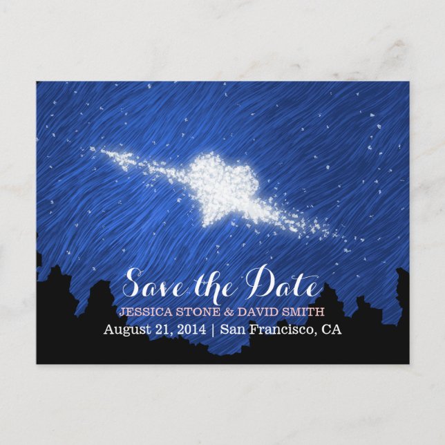 Postal De Anuncios Boda Artística Noche Estrellada Save the Date (Anverso)