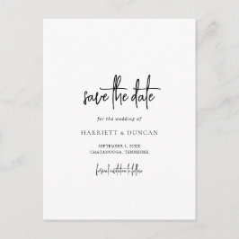 Postal De Anuncios Boda atemporal en blanco y negro Guardar la fecha