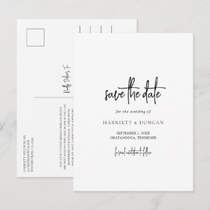 Postal De Anuncios Boda atemporal en blanco y negro Save the Date