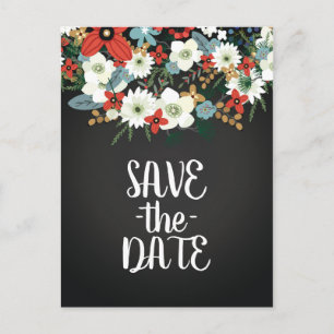 Postal De Anuncios Boda atrevida y funky con flores oscuras y chic, g