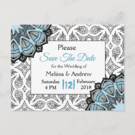Postal De Anuncios Boda azul, negra y blanca salva la fecha