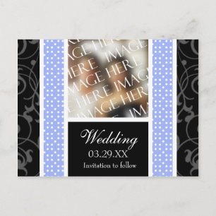 Postal De Anuncios Boda Blue White Polkadots Save The Date Photo A