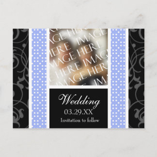 Postal De Anuncios Boda Blue White Polkadots Save The Date Photo A