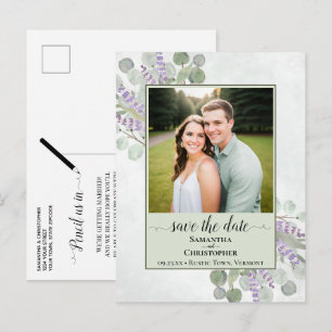 Postal De Anuncios Boda Boho Eucalipto Salvia Guardar la Fecha Foto