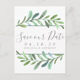 Postal De Anuncios Boda botánica moderna de vides salva la fecha