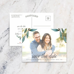 Postal De Anuncios Boda Botanical Bliss Foto Guardar la Fecha