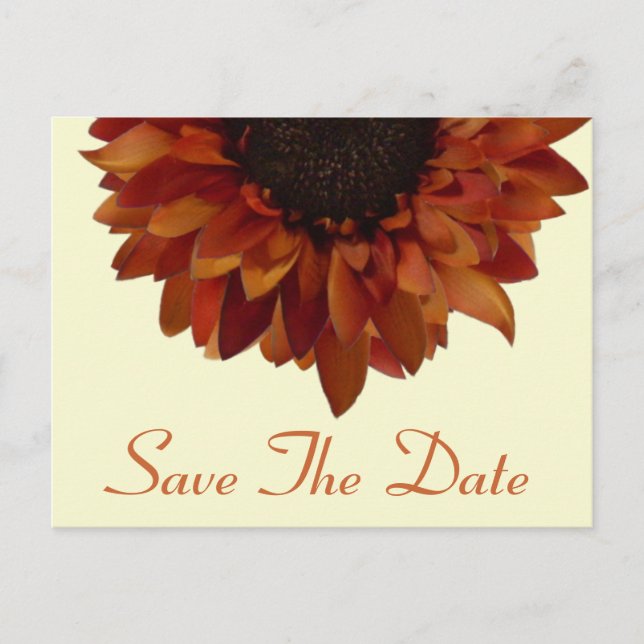 Postal De Anuncios Boda Caída Salvar La Postcarta Del Girasol Fecha (Anverso)