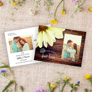 Postal De Anuncios Boda campestre de Daisy y Barn Wood Avisa de guard