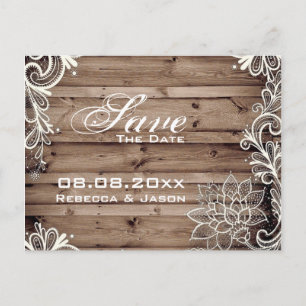 Postal De Anuncios boda campestre de madera de granero de encaje guar