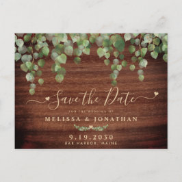 Postal De Anuncios Boda Campestre de Madera Rústica y Verdor Guardar