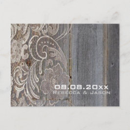 Postal De Anuncios boda campestre occidental de encaje de madera ahor
