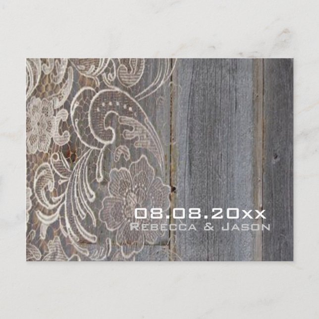 Postal De Anuncios boda campestre occidental de encaje de madera ahor (Anverso)
