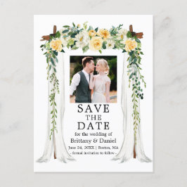 Postal De Anuncios Boda Canopy Watercolor Floral Amarilla Foto