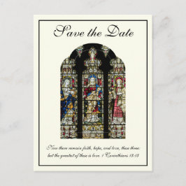 Postal De Anuncios Boda Católica en Vidrio Emplomado Save the Date