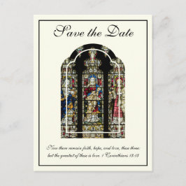 Postal De Anuncios Boda Católica en Vidrio Emplomado Save the Date