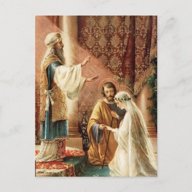 Postal De Anuncios Boda católica tradicional GUARDAR LA FECHA (Anverso)