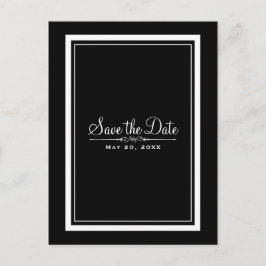 Postal De Anuncios Boda Chic Elegante en Blanco y Negro Save the Date