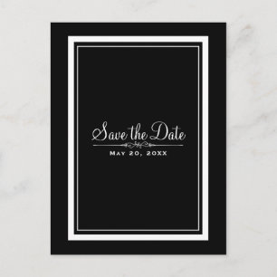 Postal De Anuncios Boda Chic Elegante en Blanco y Negro Save the Date