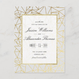 Postal De Anuncios Boda Clásica de Oro y Blanco Ahorre la Fecha