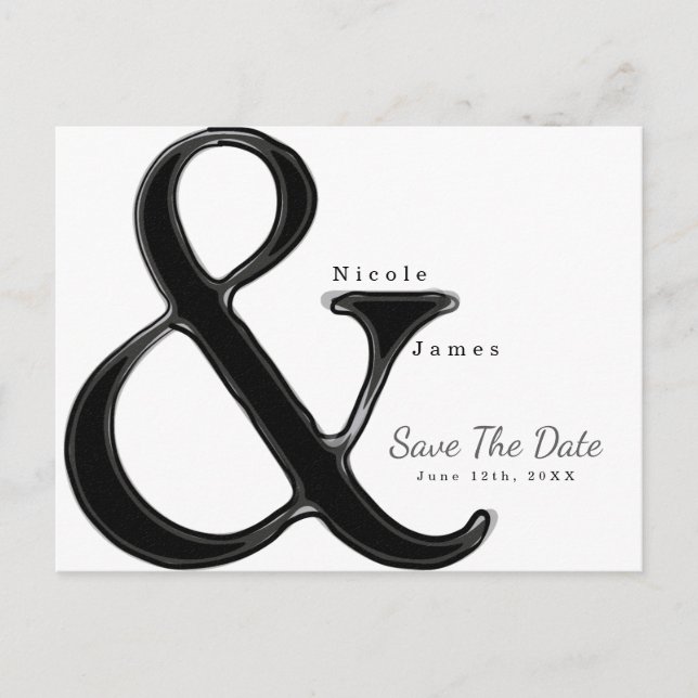 Postal De Anuncios Boda con Ampersand en Blanco y Negro Guardar la Fe (Anverso)