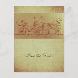 Postal De Anuncios Boda con aspecto vintage de caballo y carruaje rús