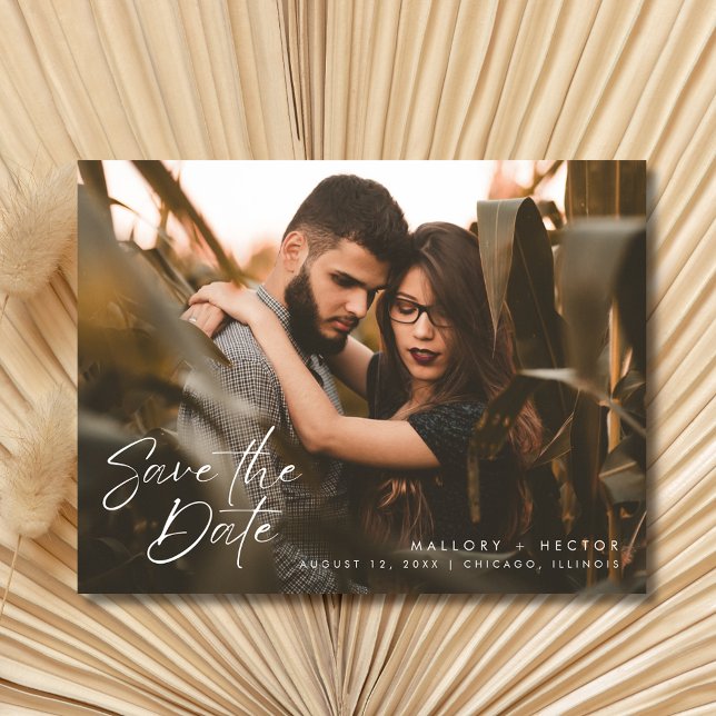 Postal De Anuncios Boda con Estilo Fotográfico Moderno Guárdala la Fe (Modern Photo Stylish Wedding Save the Date)
