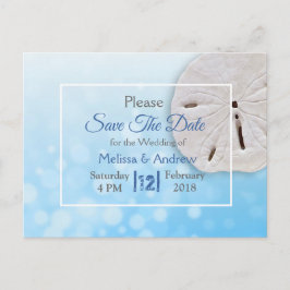 Postal De Anuncios Boda con tema de dólar de arena azul, guarde la fe