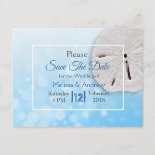 Postal De Anuncios Boda con tema de dólar de arena azul, guarde la fe