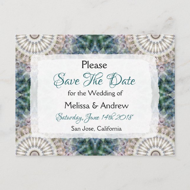 Postal De Anuncios Boda con tema de Mandala Save the Date (Anverso)