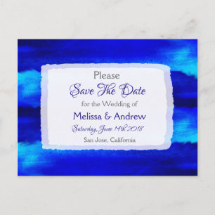 Postal De Anuncios Boda con tema de playa azul del océano, guarde la