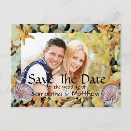 Postal De Anuncios Boda con tema de playa guardar la fecha