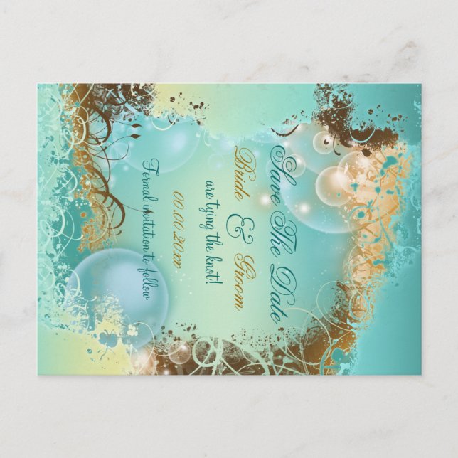 Postal De Anuncios "Boda con tema de playa 'Save the date' aqua" (Anverso)