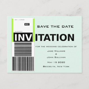 Postal De Anuncios Boda con tema de reclamo de equipaje de aeropuerto