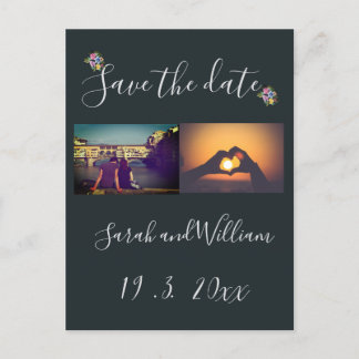 Postal De Anuncios Boda con tema Náutico Floral Boho Chic con Clase