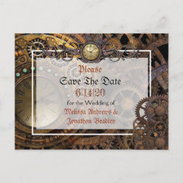 Postal De Anuncios Boda con tema Steampunk guardar la fecha