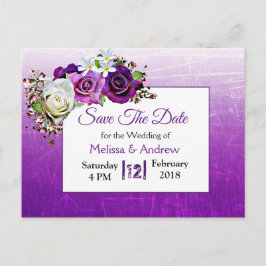 Postal De Anuncios Boda con un Bouquet de rosa morado salva la fecha