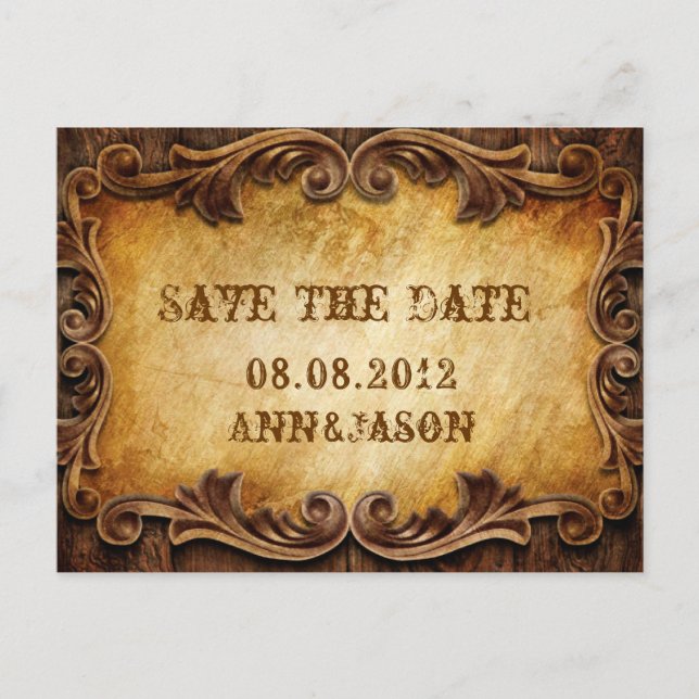 Postal De Anuncios Boda Country Cowboy Western aviso de fecha (Anverso)